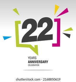 22 Years Anniversary celebration colorful white modern number logo icon banner