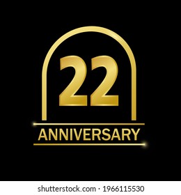 22 years anniversary celebration with elegant golden color and ring for anniversary celebration