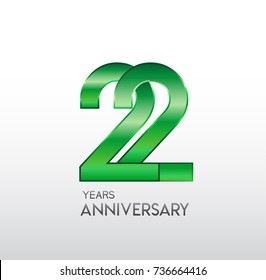 22 Years Anniversary Celebration green Design logo