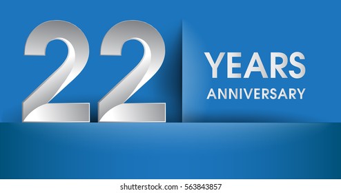 22 years Anniversary celebration logo, flat design isolated on blue background, vector elements for banner, invitation card and birthday party.