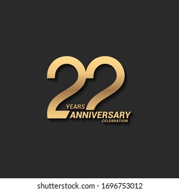 22 years anniversary celebration logotype with elegant modern number gold color for celebration