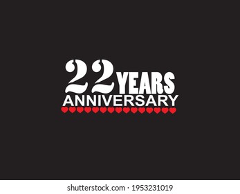 22 years anniversary celebration logotype, hand lettering, greeting card.
