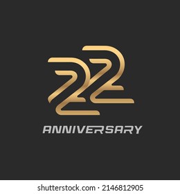 22 years anniversary celebration logotype with elegant modern number