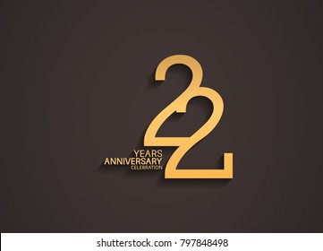22 years anniversary celebration logotype with elegant gold color for celebration - Shutterstock ID 797848498
