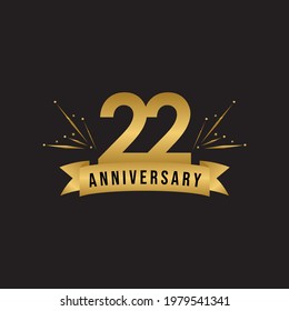 22 years anniversary celebration template for social media post, flyer, banner, poster, greeting cards, or print. Vector Eps10