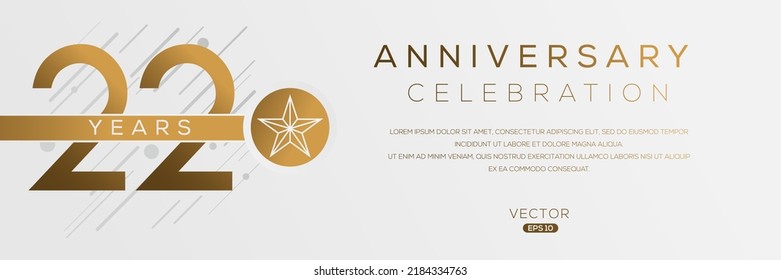 22 years anniversary celebration template, Vector illustration.