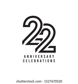 22 Years Anniversary Celebration Vector Template Design Illustration