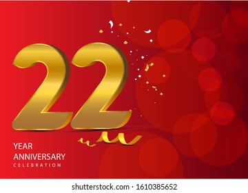 22 Years Anniversary Celebration Vector Template Design Illustration