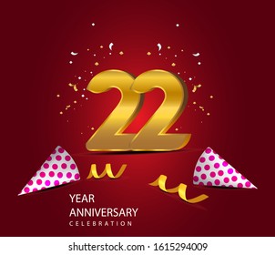 22 Years Anniversary Celebration Vector Template Design Illustration
