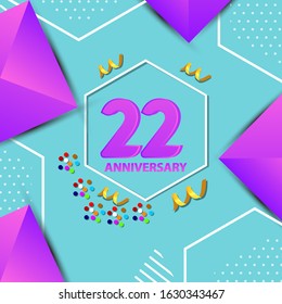 22 Years Anniversary Celebration Vector Template Design Illustration