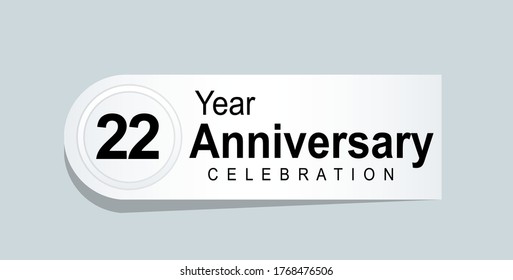 22 Years Anniversary Celebration Vector Template Design Illustration