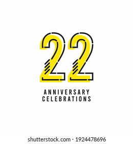 22 Years Anniversary Celebration Vector Template Design Illustration