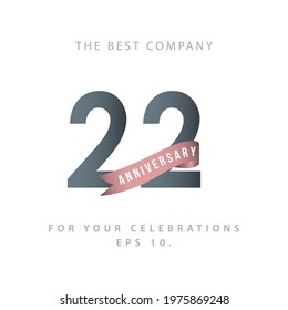 22 Years Anniversary Celebration Vector Template Design Illustration