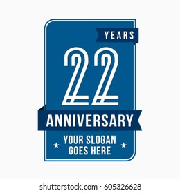 22 years anniversary design template. Vector and illustration.