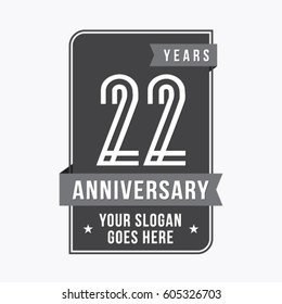 22 years anniversary design template. Vector and illustration.