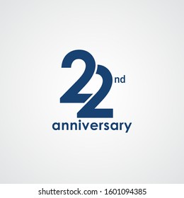 22 Years Anniversary emblem template design with dark blue number style