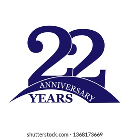 22 years anniversary, flat simple design, logo