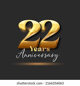 22 years Anniversary Gold Logotype number