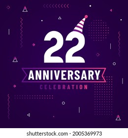 22 years anniversary greetings card, 22 anniversary celebration background free vector.