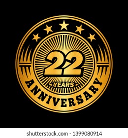22 years anniversary. Anniversary logo design. Vector and illustration.