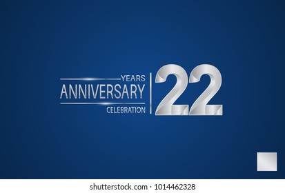 22 years anniversary logo with elegance silver color isolated on blue background for celebration event