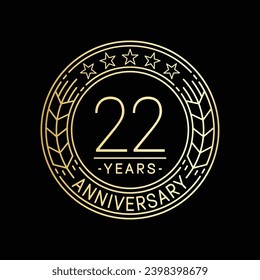 22 years anniversary logo template. 22nd line art vector and illustration.
