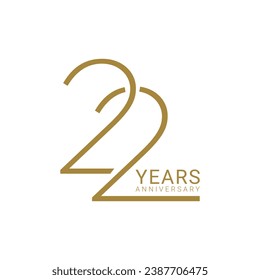 22 Years Anniversary Logo, Vector Template Design element for birthday, invitation, wedding, jubilee and greeting card illustration.