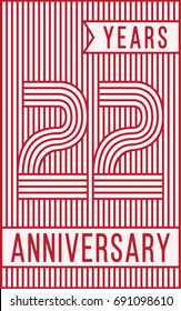 22 years anniversary logo. Vector and illustration. Line art anniversary design template.