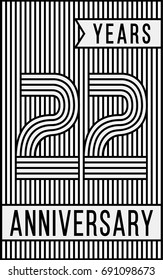 22 years anniversary logo. Vector and illustration. Line art anniversary design template.