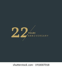 22 years anniversary logotype with modern minimalism style. Vector Template Design Illustration.