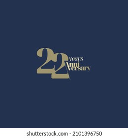 22 years anniversary logotype with modern minimalism style. Vector Template Design Illustration.