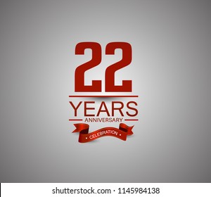 22 years anniversary logotype simple design with red ribbon for celebration purpose