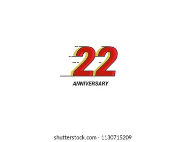 22 Years Anniversary logotype with white flat red colored font for company celebration event, birthday