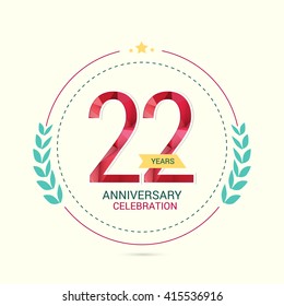 22 Years Anniversary with Low Poly Design and Laurel Ornaments