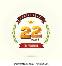22 Years Anniversary with Low Poly Design and Laurel Ornaments