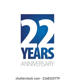 22 Years Anniversary negative space numbers blue white logo icon banner