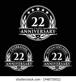 22-jähriges Bestehen. 22. Kollektion des Feierlichen Logos. Vektorgrafik und Illustration. 