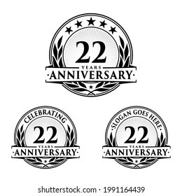 22 years anniversary set. 22nd celebration logo collection. Vector and illustration. 