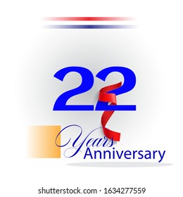  22 Years Anniversary Vector Template Design Illustration