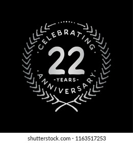 22 years design template. 22nd vector and illustration.
