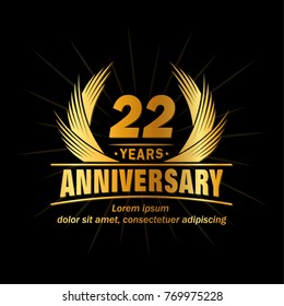 22 years design template. Anniversary vector and illustration template.