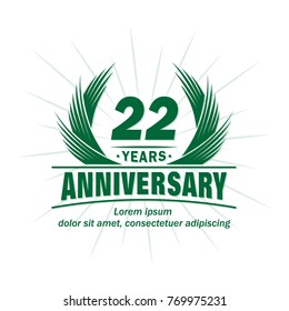 22 years design template. Anniversary vector and illustration template.