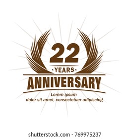 22 years design template. Anniversary vector and illustration template.