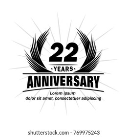 22 years design template. Anniversary vector and illustration template.