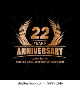 22 years design template. Anniversary vector and illustration template.