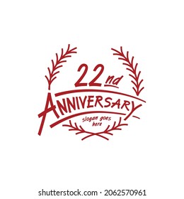 22 years design template. Vector and illustration. 22nd years logo.