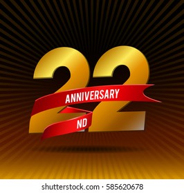 22 years gold anniversary celebration logotype 