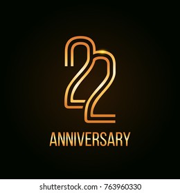 22 Years Golden Anniversary Design using multi liner number