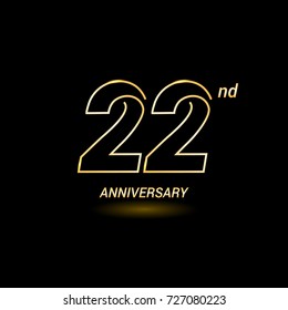 22 years golden line anniversary celebration logo design