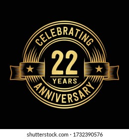 22 years logo design template. 22nd anniversary vector and illustration.